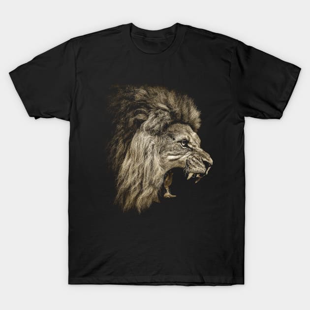 Courageous King: Lion's Fearless Spirit Embodied on Graphic Tee T-Shirt by HOuseColorFULL